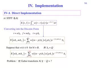 IV. Implementation