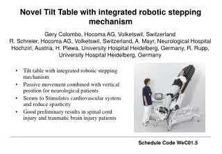 Novel Tilt Table with integrated robotic stepping mechanism