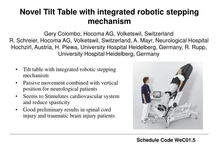 novel tilt table with integrated robotic stepping mechanism