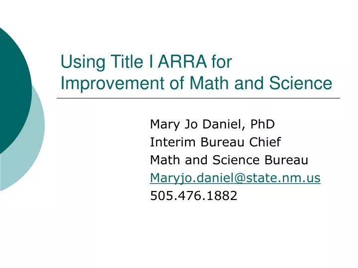 using title i arra for improvement of math and science