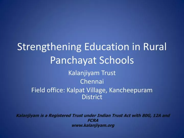 strengthening education in rural panchayat schools