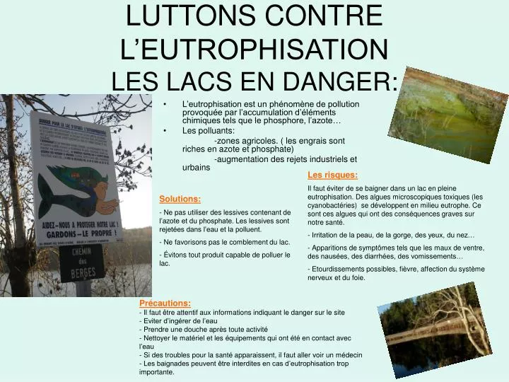 luttons contre l eutrophisation les lacs en danger