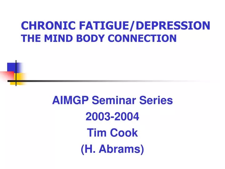 chronic fatigue depression the mind body connection