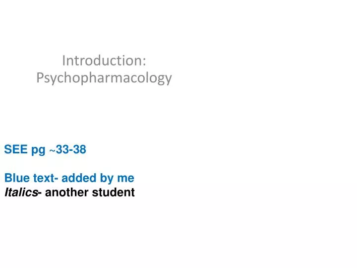 introduction psychopharmacology