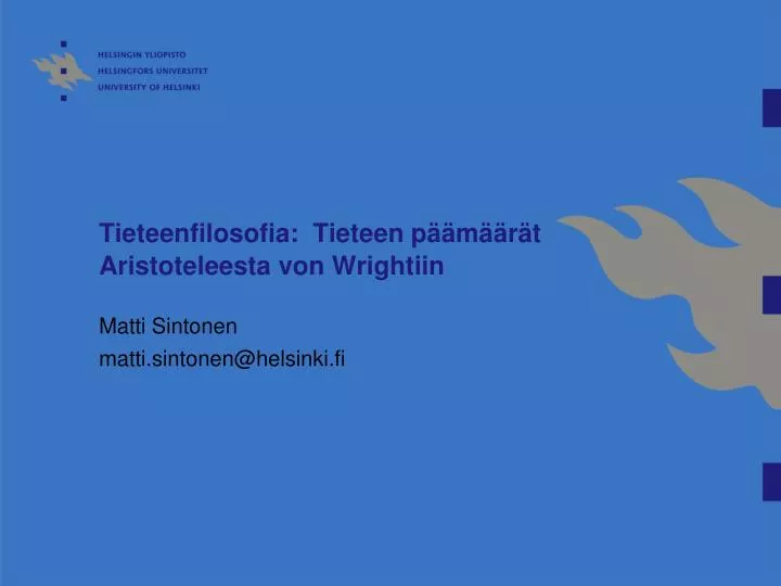 tieteenfilosofia tieteen p m r t aristoteleesta von wrightiin