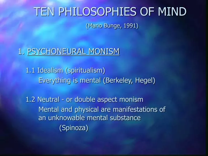 ten philosophies of mind mario bunge 1991