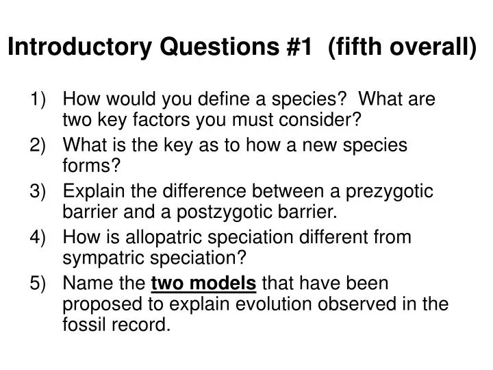 introductory questions 1 fifth overall