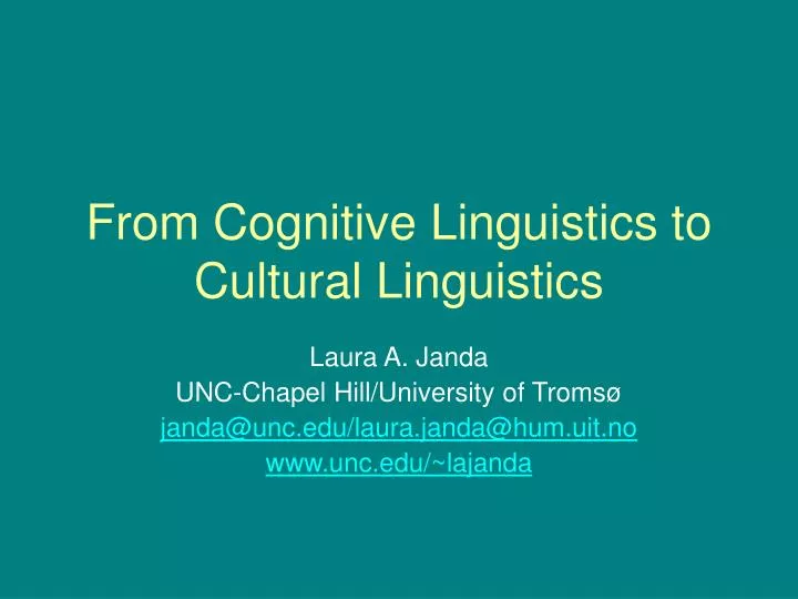 from cognitive linguistics to cultural linguistics