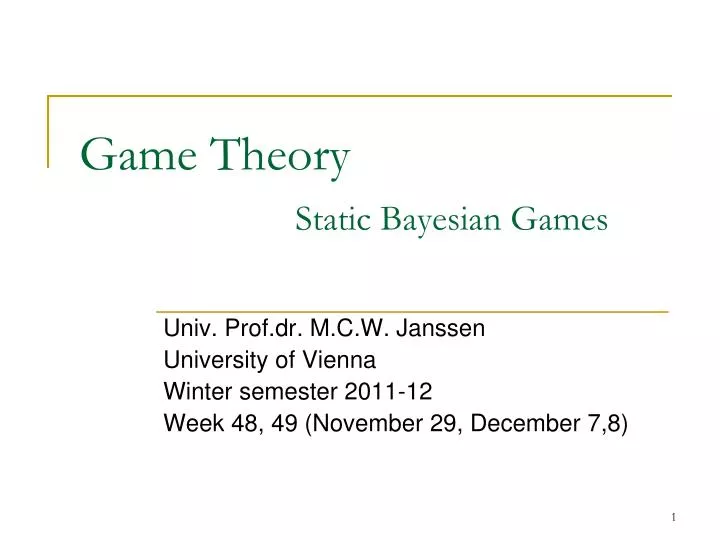 game theory static bayesian games