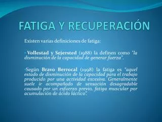 fatiga y recuperaci n