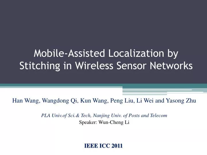mobile assisted localization by stitching in wireless sensor networks