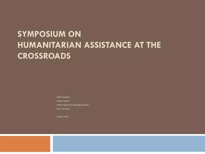 symposium on humanitarian assistance at the crossroads