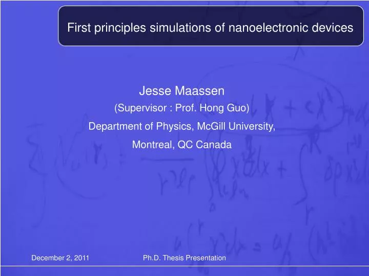 first principles simulations of nanoelectronic devices