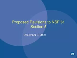 Proposed Revisions to NSF 61 Section 5