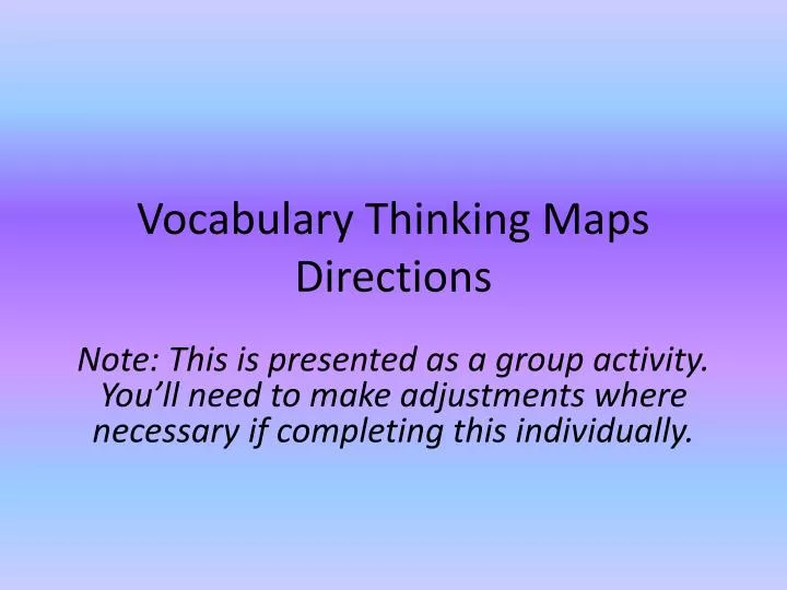 vocabulary thinking maps directions