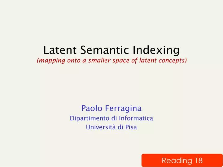 latent semantic indexing mapping onto a smaller space of latent concepts