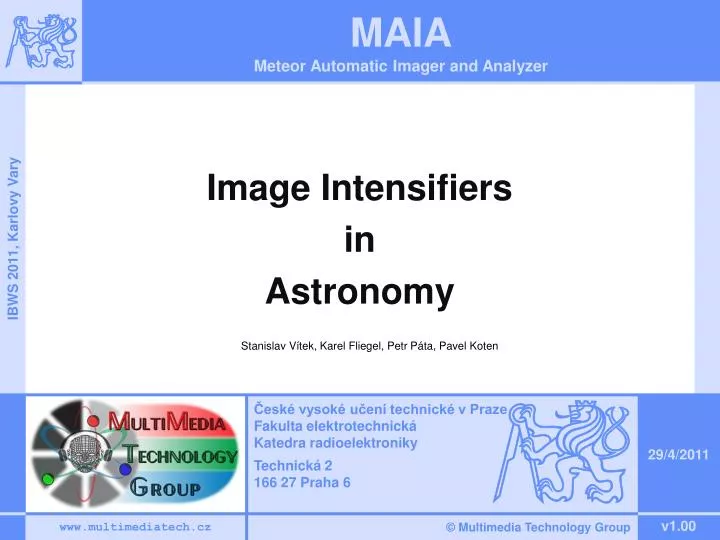 image intensifiers in astronomy