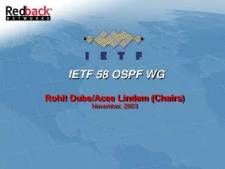IETF 58 OSPF WG
