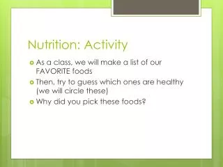 Nutrition: Activity