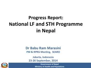 Progress Report: N ational LF and STH Programme in Nepal