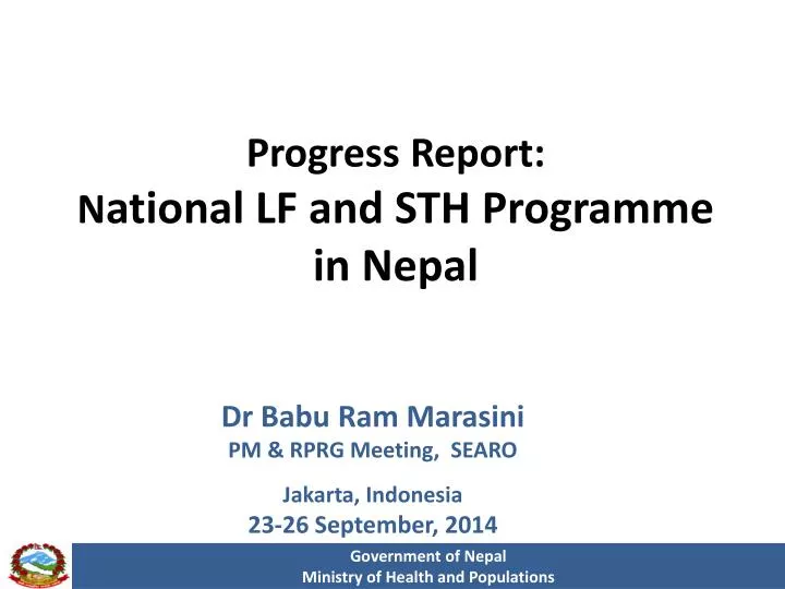 progress report n ational lf and sth programme in nepal