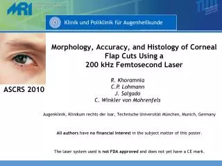 Morphology, Accuracy, and Histology of Corneal Flap Cuts Using a 200 kHz Femtosecond Laser