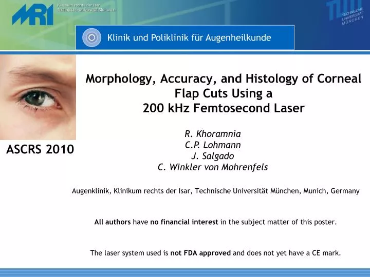 morphology accuracy and histology of corneal flap cuts using a 200 khz femtosecond laser