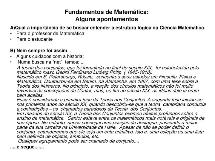 fundamentos de matem tica alguns apontamentos