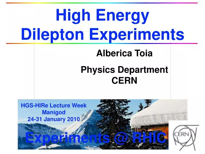 high energy dilepton experiments