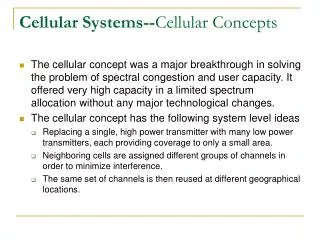 Cellular Systems-- Cellular Concepts