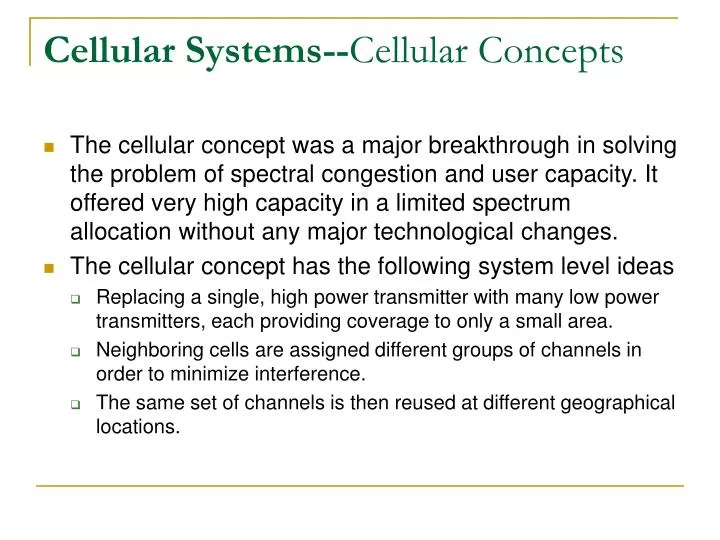 cellular systems cellular concepts