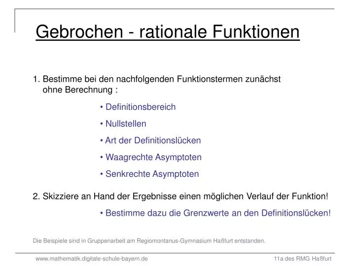 gebrochen rationale funktionen