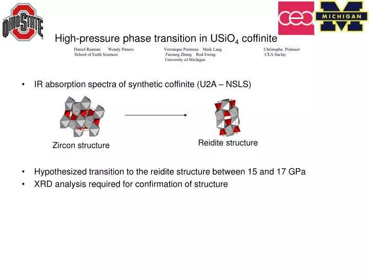 high pressure phase transition in usio 4 coffinite