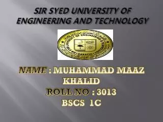 SIR SYED UNIVERSITY OF ENGINEERING AND TECHNOLOGY