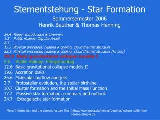 Sternentstehung - Star Formation