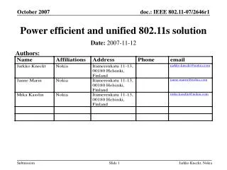 Power efficient and unified 802.11s solution