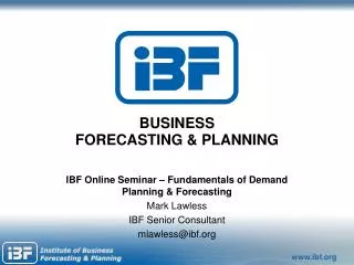 BUSINESS FORECASTING &amp; PLANNING