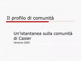il profilo di comunit