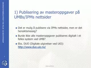 1 publisering av masteroppgaver p umbs ipms nettsider