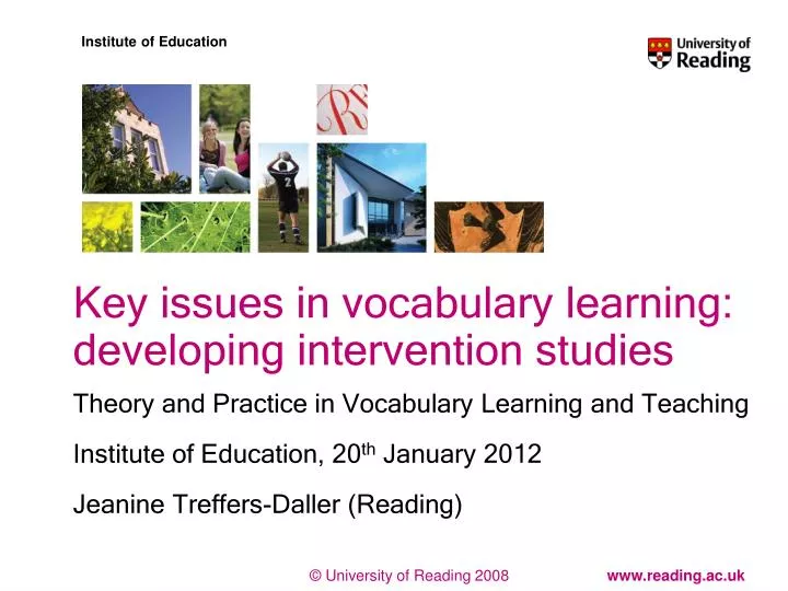 key issues in vocabulary learning developing intervention studies