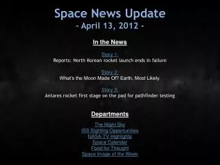 Space News Update - April 13, 2012 -