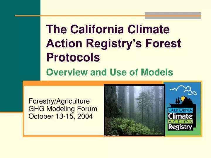 the california climate action registry s forest protocols overview and use of models