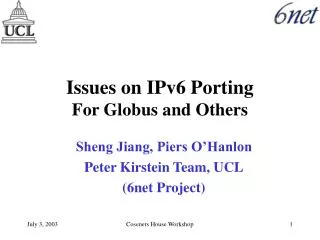 Issues on IPv6 Porting For Globus and Others