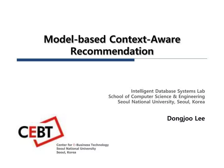 model based context aware recommendation