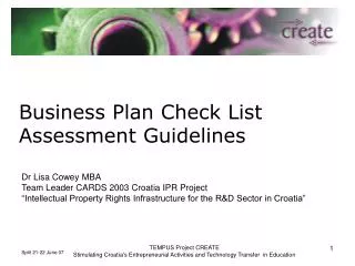 Business Plan Check List Assessment Guidelines