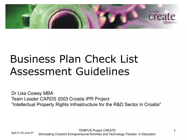 business plan check list assessment guidelines