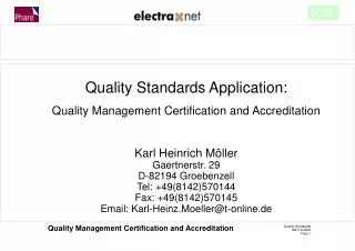 Quality Standards Application: Quality Management Certification and Accreditation