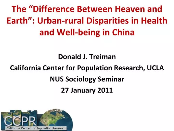 the difference between heaven and earth urban rural disparities in health and well being in china