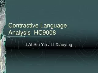 Contrastive Language Analysis HC9008