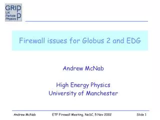 Firewall issues for Globus 2 and EDG